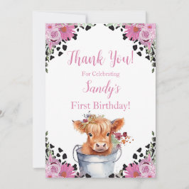 Cartão De Agradecimento Vaca Santa Primeiro Aniversário, Obrigado