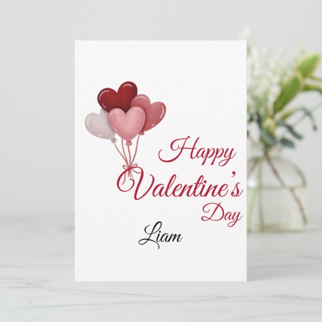 Cartão De Agradecimento Valentine Love Card | Romantic for Him & Her (Em pé/Frente)