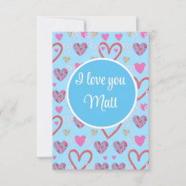 Cartão De Agradecimento Valentine Red Happy heart romance graphic