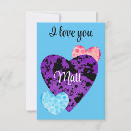 Cartão De Agradecimento Valentine Red Happy hearts romance graphic