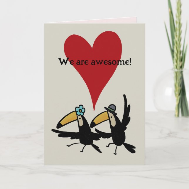 Cartão De Agradecimento Valentine’s Day card: Awesome Two Toucans with Pic (Frente)