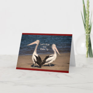 Cartão De Agradecimento "Vamos Beijar e Fazer as Pazes" Pelicanos na Praia