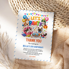 Cartão De Agradecimento Vamos Festejar o Gato no 5º Aniversário | Feliz An