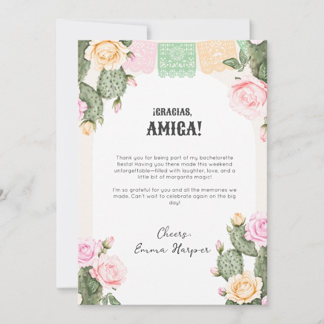 Cartão De Agradecimento Vamos Fiesta Bachelorette Weekend (Frente)