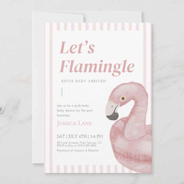 Cartão De Agradecimento Vamos Flamingle Chá de fraldas Invitation (Frente)