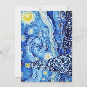 Cartão De Agradecimento Van Gogh - A Noite Estrelada - Natal Branco