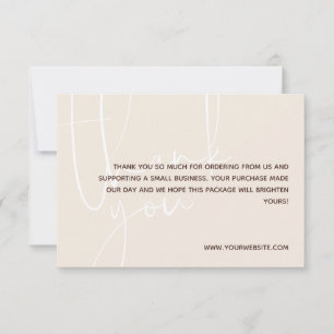 Cartão De Agradecimento Vanilla & Brown White Script Obrigado Pelo Pedido