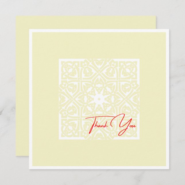 Cartão De Agradecimento Vanilla Clássico e Texto Vermelho do Quadro Elegan (Frente/Verso)