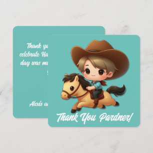 Cartão De Agradecimento Vaqueiro & Cavalo Obrigado Aniversário