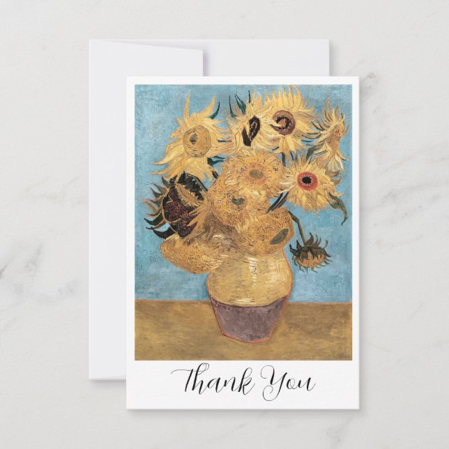 Cartão De Agradecimento Vase de Vincent van Gogh com doze girassóis (18 (Frente)