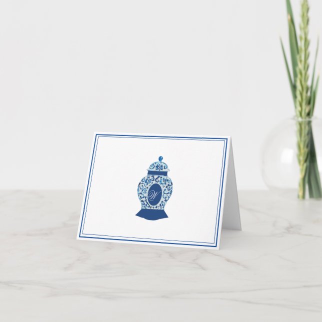 Cartão De Agradecimento Vaso de Gengibre Versalles Chinoiserie Monograma W (Frente)
