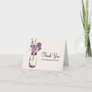 Cartão De Agradecimento Vaso de Mason e Flores Silvestres Obrigado