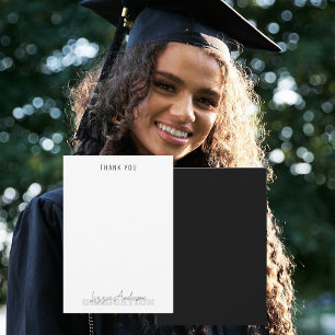 Cartão De Agradecimento Vazio B/W Graduação Personalizada Obrigado