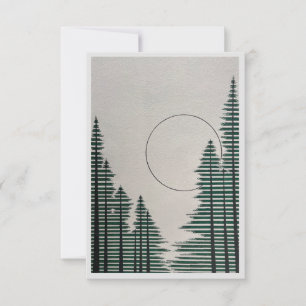 Cartão De Agradecimento Vazio com Floresta e Lua