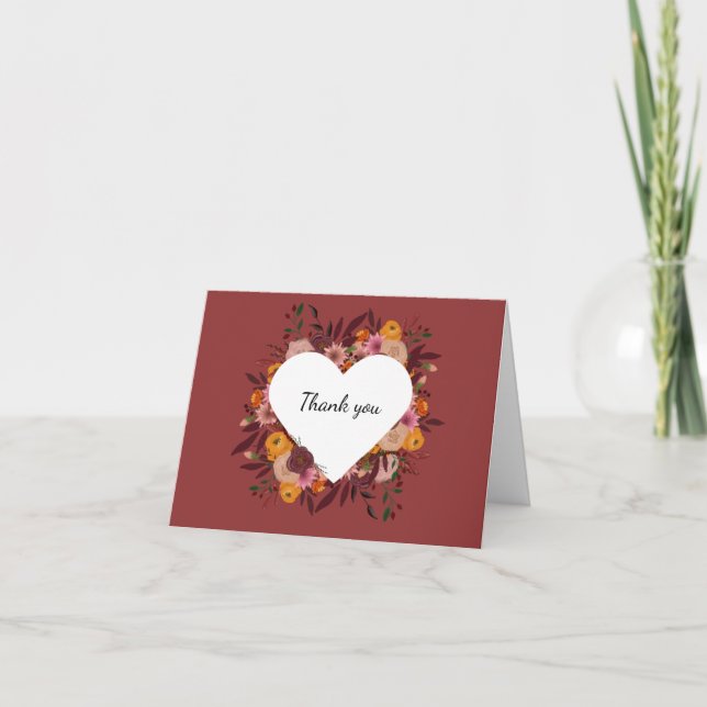 Cartão De Agradecimento Vazio de Casamento de Flor de Queda Obrigado Cartõ (Frente)