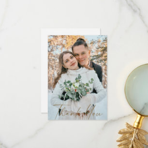 Cartão De Agradecimento Vazio de Casamento no inverno de fotos do casal Ob
