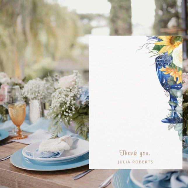 Cartão De Agradecimento Vazio de Chás Sunflower Obrigado (Criador carregado)