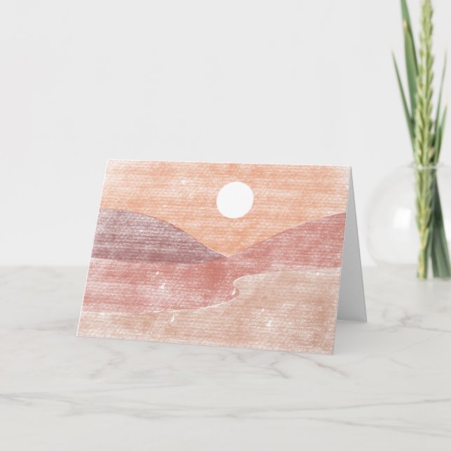 Cartão De Agradecimento Vazio de Paisagem Desenhada à Mão (Frente)