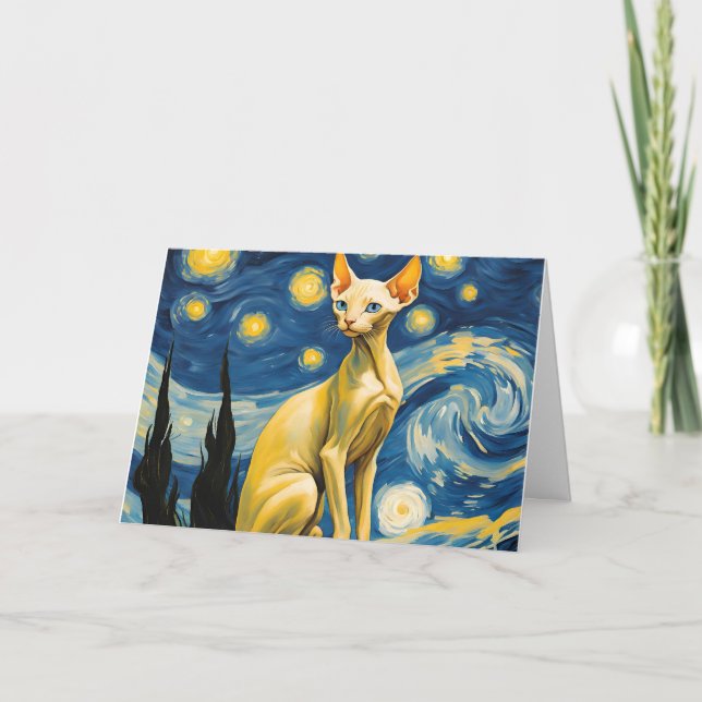 Cartão De Agradecimento Vazio de Papel de carta de Gato Sphynx para Starry (Frente)