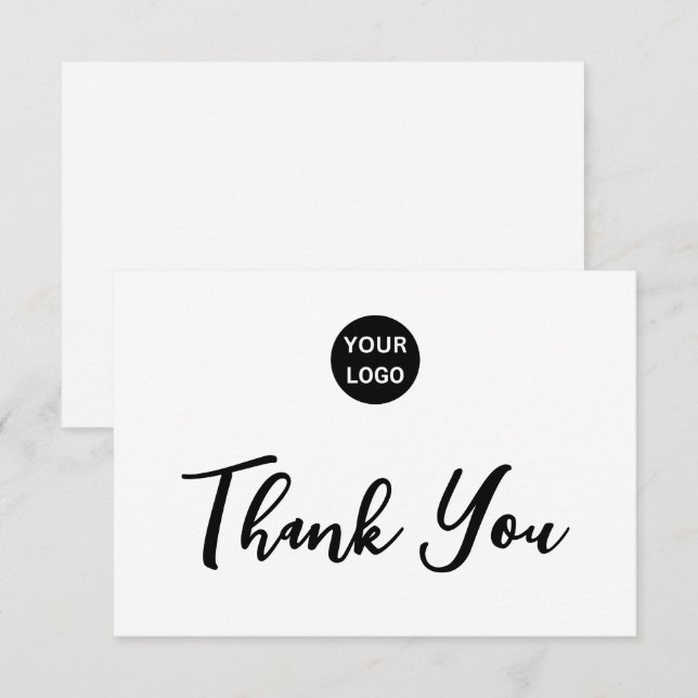 Cartão De Agradecimento Vazio de script do Muito Obrigado Branco do Logoti (Frente/Verso)