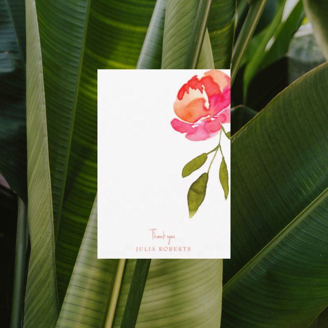 Cartão De Agradecimento Vazio Floral Cor-de-Rosa & Laranja Agradecemos (Criador carregado)