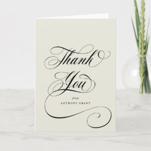 Cartão De Agradecimento Vazio Ivory Elegant Script Graduação