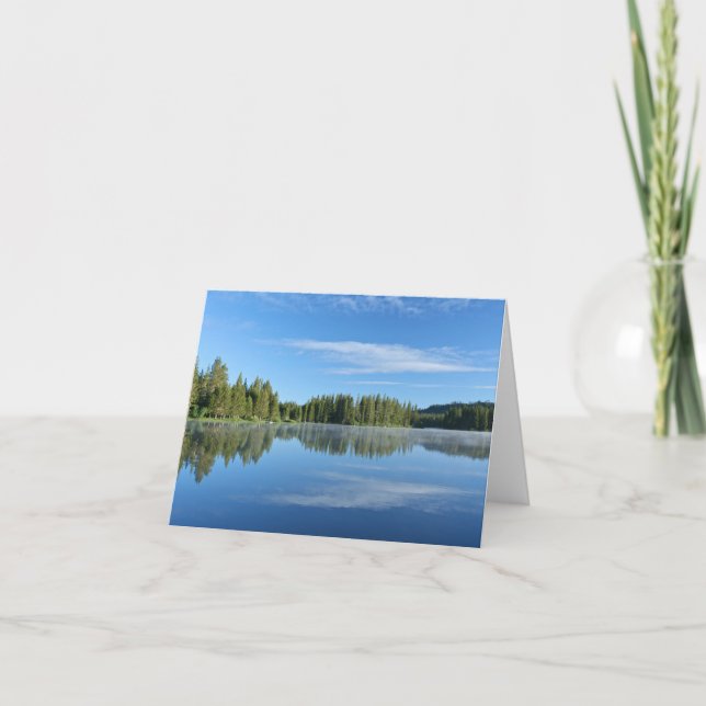 Cartão De Agradecimento Vazio, lago de montanha, úmido, céu azul (Frente)