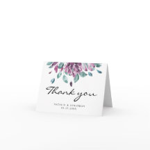 VAZIO obrigado você casou flores de aquarela roxas