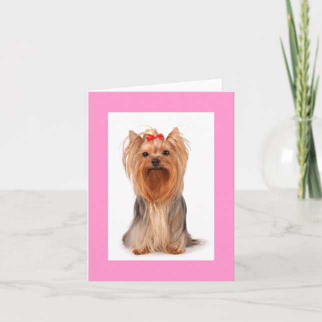 Cartão De Agradecimento Vazio Yorkshire Terrier Puppy Dog Notecard (Frente)