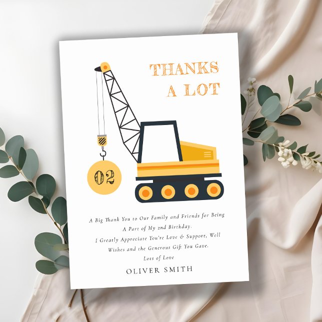 Cartão De Agradecimento Veículo de Guindaste de Construção Fofo para Anive (Criador carregado)