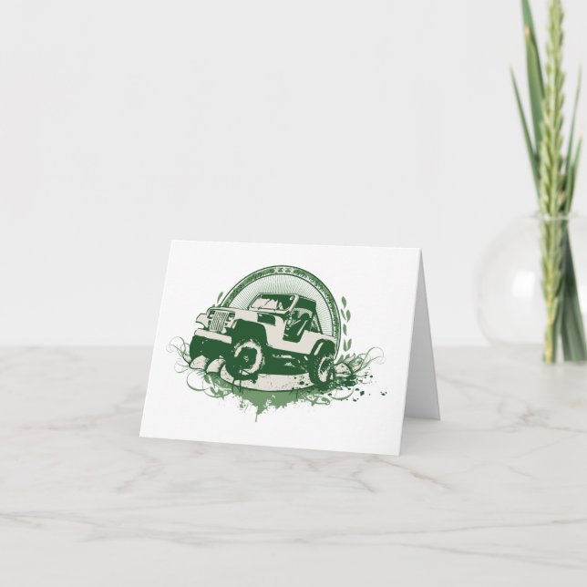 Cartão De Agradecimento Veículo Verde Off Road (Frente)