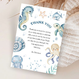 Cartão De Agradecimento Vejo Você Logo Baby Shower Menino Oceano Azul
