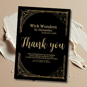 Cartão De Agradecimento Vela de Apotário Mágico Preta Dourada