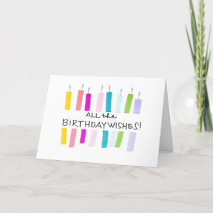 Cartão De Agradecimento velas de desejos de aniversário arco-íris colorido
