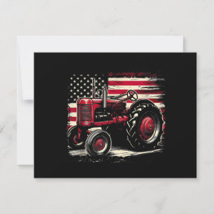 Cartão De Agradecimento Velho Trator Cub Farmall Bandeira Americana Patrió