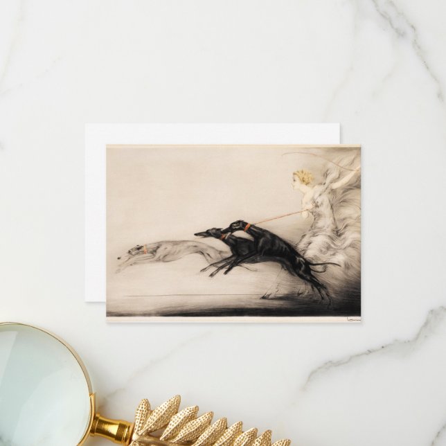 Cartão De Agradecimento Velocidade II, Vitesse, 1933, por Louis Icart (Frente/Verso In Situ)