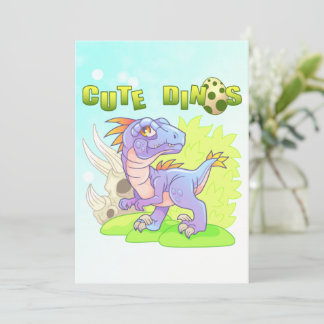 Cartão De Agradecimento Velociraptor de dinossauros fofos