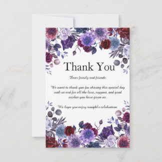 Cartão De Agradecimento Velvet Bloom Burgundy & Lavender Floral Wedding