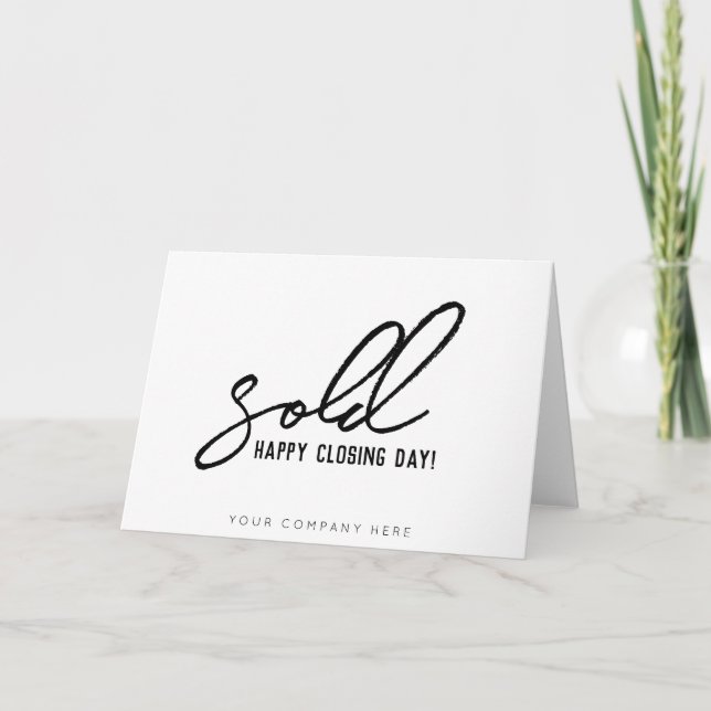 Cartão De Agradecimento Venda de imóveis para o dia de fechamento feliz (Frente)