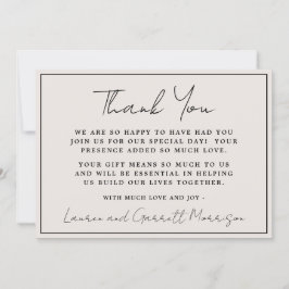 Cartão De Agradecimento Verdadeira Simplicidade 3 bege e preto Obrigado No