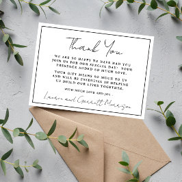 Cartão De Agradecimento Verdadeira Simplicidade 3 Preto e Branco Obrigado 