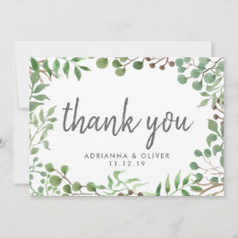 Cartão De Agradecimento Verde Botânico | Folha | Casamento Obrigado