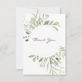 Cartão De Agradecimento Verde Botânico Romântico Suave