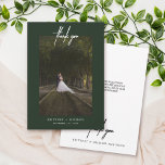 Cartão De Agradecimento Verde de Floresta de Fotos Simples, Com Letra Mão<br><div class="desc">Obrigado seus convidados com esta foto moderna,  obrigado cartas com a letra de "obrigado você".</div>