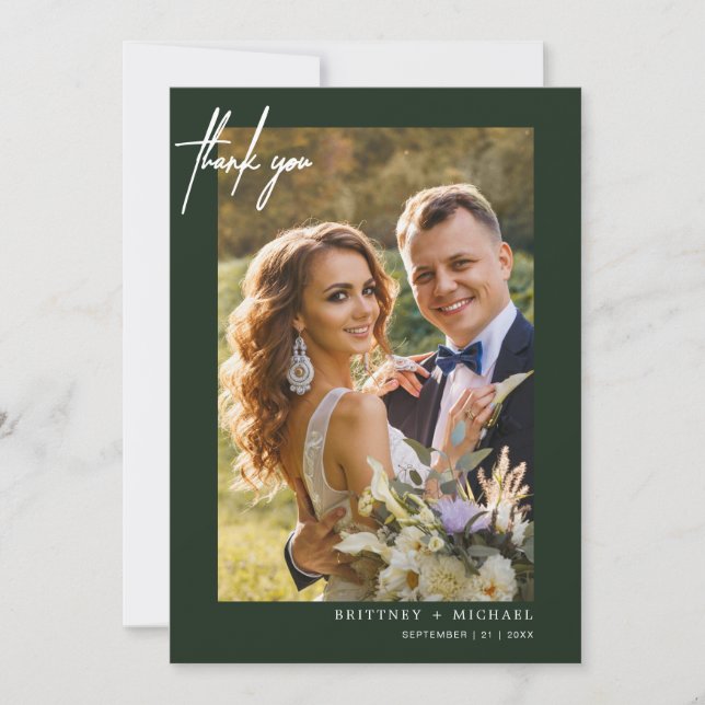 Cartão De Agradecimento Verde de Floresta de Fotos Simples Moderna, Com Le (Frente)
