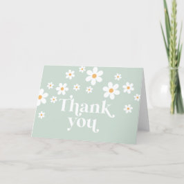 Cartão de agradecimento verde Retro Daisy boho