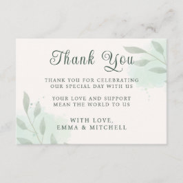 Cartão De Agradecimento Verde Sálvia Botânico Minimalista Verde Casamento