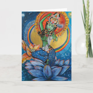 Cartão De Agradecimento Verde Tara Deusa Beneficia Paz Mantra Arte