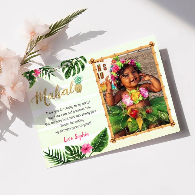 Cartão de Agradecimento Verde Tropical Mahalo (Criador carregado)