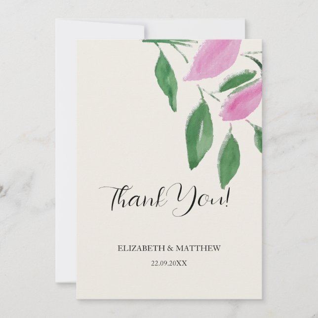 Cartão De Agradecimento Verduras Vermelhos Rosa Elegantes Arte Aquecida (Frente)